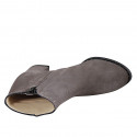 Woman's ankle boot with zipper and studs in grey suede heel 5 - Available sizes:  44