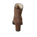 Botín para mujer con cremallera y tachuelas en gamuza marron tacon 7 - Tallas disponibles:  44