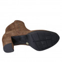 Botín para mujer con cremallera y tachuelas en gamuza marron tacon 7 - Tallas disponibles:  44