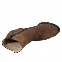 Woman's ankle boot with zipper and studs in brown suede heel 7 - Available sizes:  44