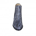 Botin a punta para mujer con elasticos en piel imprimida azul tacon 7 - Tallas disponibles:  43