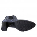 Bottines à bout pointu pour femmes avec elastiques en cuir imprimé bleu talon 7 - Pointures disponibles:  43