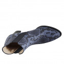 Botin a punta para mujer con elasticos en piel imprimida azul tacon 7 - Tallas disponibles:  43
