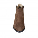 Bottines à bout pointu pour femmes avec fermeture éclair et goujons en daim marron talon 5 - Pointures disponibles:  42
