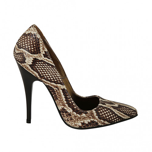 Women's pump shoe in brown and beige...