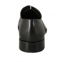 Elegant men's Oxford shoe with laces and captoe in black leather - Available sizes:  49