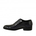 Men's elegant laced oxford shoe with captoe in blue brush-off leather - Available sizes:  36, 47, 50