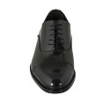 Men's elegant laced oxford shoe with captoe in blue brush-off leather - Available sizes:  36, 47, 50