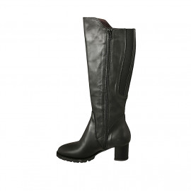 Bottes pour femmes avec fermeture éclair, elastiques et semelle amovible en cuir noir talon 5 - Pointures disponibles:  32 2