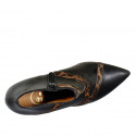 Botines para mujer con cremallera en piel negra y moteada tacon 8 - Tallas disponibles:  32, 42