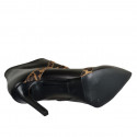 Woman's ankle boot with zipper in black and spotted leather heel 8 - Available sizes:  32, 42
