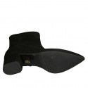 Woman's pointy ankle boot with zipper in black suede block heel 6 - Available sizes:  42