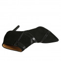 Woman's ankle boot with zipper in black suede and leather heel 8 - Available sizes:  32, 42