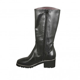 Stivale da donna in pelle color nero con cerniera tacco 5 - Misure disponibili: 43 2