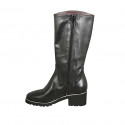 Bottes pour femmes en cuir de couleur noir avec fermeture éclair talon 5 - Pointures disponibles:  43