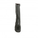 Woman's boot in black-colored leather with zipper heel 5 - Available sizes:  43
