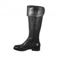 Botas para mujer con solapa y cremalleras en piel negra tacon 3 - Tallas disponibles:  32