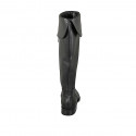 Woman's boot with turnover and zipper in black leather heel 3 - Available sizes:  32
