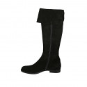 Woman's boot with turnover and zipper in black suede heel 3 - Available sizes:  33