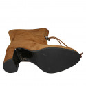 Botines con cordon para mujer en gamuza cognac tacon 8 - Tallas disponibles:  42, 43