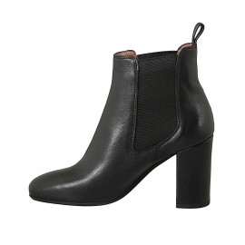 Bottines pour femmes en cuir noir avec élastiques talon 8 - Pointures disponibles:  42 2