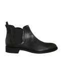 Men's low ankle boot in black leather with elastic bands - Available sizes:  38