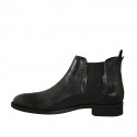 Men's low ankle boot in black leather with elastic bands - Available sizes:  38