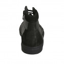 Men's laced casual shoe with zipper and removable insole in black leather and suede - Available sizes:  47