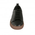 Chaussure sportif à lacets avec semelle amovible et bout droit pour hommes en cuir noir - Pointures disponibles:  37, 38, 47
