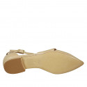 Escarpin ouvert à bout pointu pour femmes avec courroie en cuir verni beige talon 2 - Pointures disponibles:  42