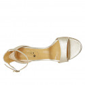 Woman's open shoe with strap in platinum laminated leather heel 8 - Available sizes:  42, 43, 44, 46