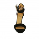 Woman's open strap shoe with rhinestones in black suede heel 8 - Available sizes:  46