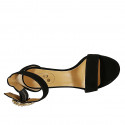 Woman's open strap shoe with rhinestones in black suede heel 8 - Available sizes:  46
