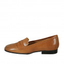 Mocasino para mujer en piel cognac tacon 3 - Tallas disponibles:  44, 45