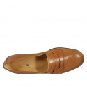 Mocassin pour femmes en cuir cognac talon 3 - Pointures disponibles:  44, 45