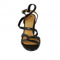 Sandale pour femmes en cuir noir avec courroie talon 8 - Pointures disponibles:  42