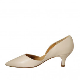 Woman's pump with sidecuts in nude leather heel 6 - Available sizes:  42 2