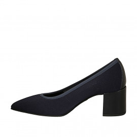 Woman's pointy pump in blue fabric heel 6 - Available sizes:  31, 32, 43 2