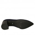 Zapato de salon puntiagudo para mujer en tejido azul tacon 6 - Tallas disponibles:  31, 32, 43
