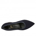 Zapato de salon puntiagudo para mujer en tejido azul tacon 6 - Tallas disponibles:  31, 32, 43