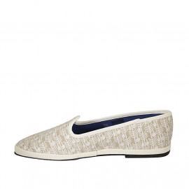 Mocasino fruilano para mujer en tejido blanco y beis tacon 1 - Tallas disponibles:  44 2