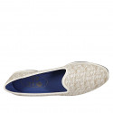 Woman's friulane slipper shoe in white and beige fabric heel 1 - Available sizes:  44