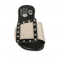 Woman's mules in black and copper laminated leather with studs heel 3 - Available sizes:  32