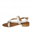 Woman's thong sandal in silver laminated leather heel 2 - Available sizes:  32