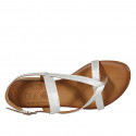 Sandalo infradito da donna in pelle laminata argento tacco 2 - Misure disponibili: 32
