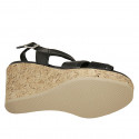 Woman's sandal in black leather with platform and wedge heel 9 - Available sizes:  42, 43