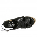 Sandale pour femmes en cuir noir avec plateforme et talon compensé 9 - Pointures disponibles:  42, 43