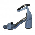 Chaussure ouverte pour femmes en cuir bleu clair avec courroie talon 7 - Pointures disponibles:  42