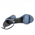 Chaussure ouverte pour femmes en cuir bleu clair avec courroie talon 7 - Pointures disponibles:  42