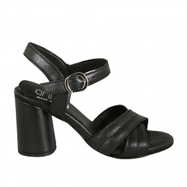 Sandale pour femmes avec courroie en cuir noir talon 7 - Pointures disponibles:  43